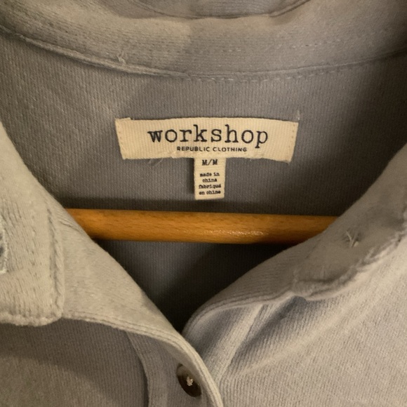 Workshop Republic Clothing - Button Down Long Sleeve Shirt - Blue - Ladies Med - Picture 3 of 13